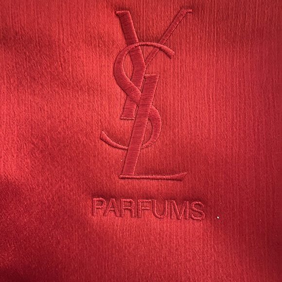 YSL Perfume Red Satin zip Around Cosmetics Makeup Bag - Picture 2 of 4